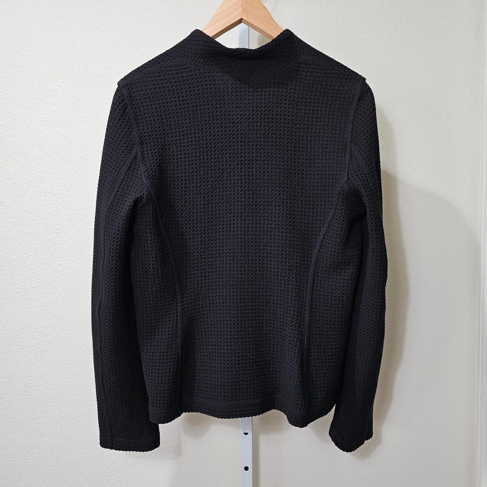 EILEEN FISHER Women's Textured Waffle Knit Black Button Blazer sz M - Picture 2 of 8